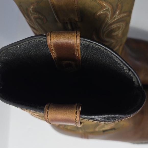 Laredo Mens(7.5D)Leather Waterproof Western Style Pull On Work Boots-Tan Distre - Picture 8 of 13